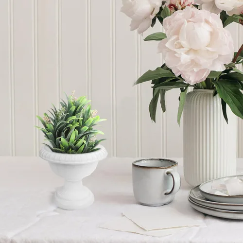 Vista 8 de Cabilock 4 mini macetas romanas decorativas de plástico para bodas, carreteras, pasillos, jardín, patio, uso doméstico, contenedores de plantas