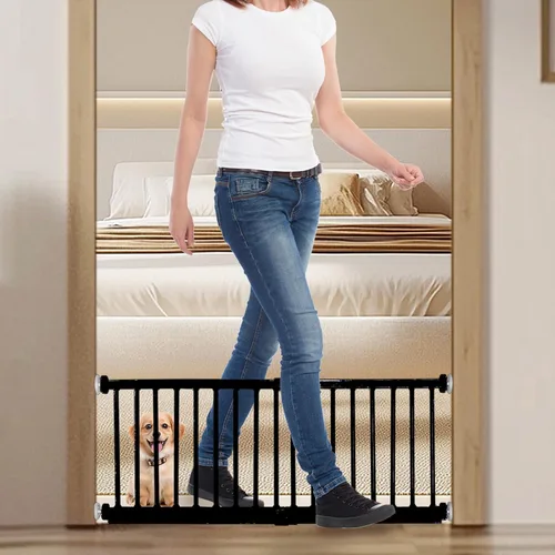 Vista 9 de Puerta para Perros, SHYUJAJIE Puerta Corta Ajustable Extra Ancha para Perros, Puerta Pequeña para Mascotas con 4 Kits de Extensión, Montada a Negro