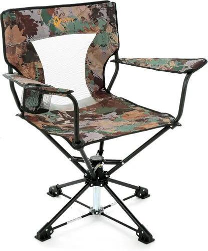 Vista 16 de ARROWHEAD OUTDOOR Silla giratoria de 360° para caza con reposabrazos, perfecta para cepos, sin patas que se hunden, soporta hasta 450 libras