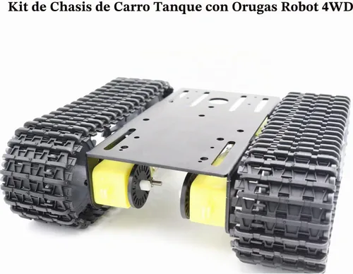 Vista 5 de SmaringWing Kit de chasis de tanque robótico inteligente de metal a control remoto con 4 motores DC TT para Arduino UNO R3/Raspberry Pie/STEAM Negro