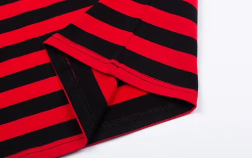 Vista 5 de LittleSpring Camisetas de manga corta con cuello redondo y rayas de algodón para Negro y rojo