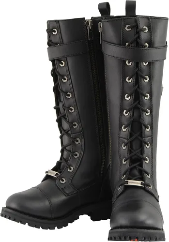 Vista 3 de Milwaukee Leather Botas de tiro alto de encaje a punta de 14 pulgadas para mujer Redondo Ancho - Mbl9355w