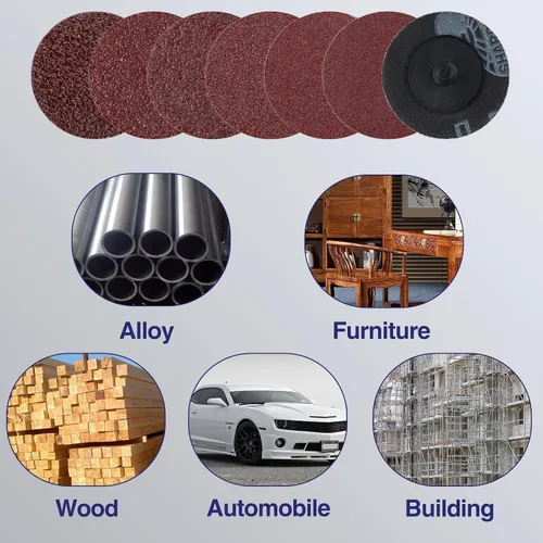 Vista 5 de SPEEDWOX 50 piezas de 2 pulgadas de 36 grano Discos de cambio rápido con bloqueo de rollo Revestimiento de óxido de aluminio Accesorios