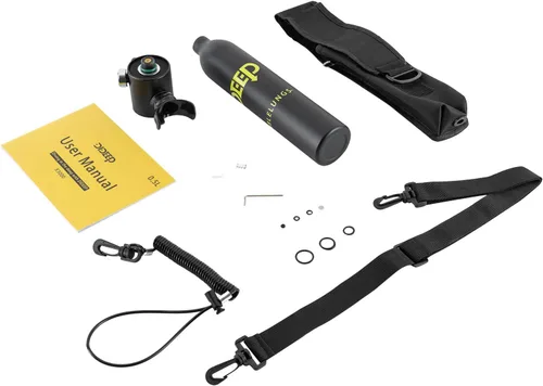 Vista 3 de Mini tanque de buceo conjunto de buceo, equipo de buceo inflable de 0.5L, tanque de oxígeno para respiración subacuática, constante con válvula