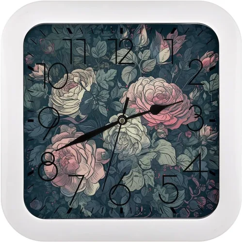 Vista 9 de 10" Square Modern Wall Clock,Art Chicken Animal Painting Print Kitchen Clocks Wall Battery Operated,Silent Non Ticking Unique Funny Cute Wall Clock