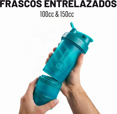 Vista 4 de Sistema BlenderBottle ProStak con botella de 22 onzas y almacenaje de giro y bloqueo, Gris (Pebble Gray)