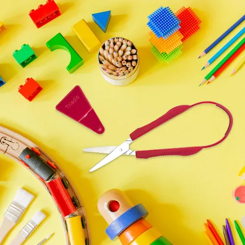 Vista 9 de Triadic Juego de 2 tijeras de bucle para niños diestros o zurdos para preescolares, escuelas, aulas, niños adaptables y con necesidades especiales