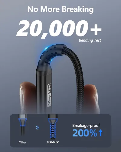 Vista 6 de SUNGUY Cable USB C para Android Auto de 10 Gbps, 1.5 pies 3A USB 3.1 Gen 2, carga rápida y transferencia de datos, cable USB C CarPlay, compatible