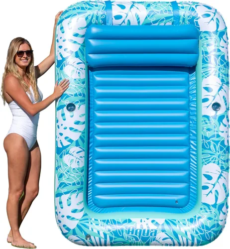 Vista 7 de Aqua Inflatable Tanning Pool Lounger, Premium Pool Float with Cupholders and Removeable Pillow for Relaxation and Fun
