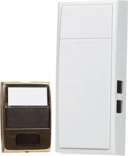 Vista 7 de Newhouse Hardware MCHBV - Timbre mecánico inalámbrico de dos notas y botón de puerta con visor integrado, tamaño único, blanco/latón