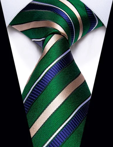 Vista 2 de Corbatas a rayas y corbatas a cuadros para hombre, corbata de seda tejida, juego de clip de corbata dorado