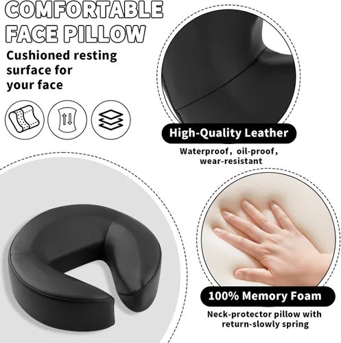 Vista 4 de TOROKOM Soporte ajustable para reposacabezas y almohada facial (color negro)