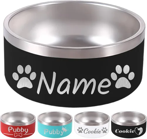 Vista 17 de Custom Dog Bowl Personalized Dog Bowls with Name Stainless Steel Non-Slip Negro