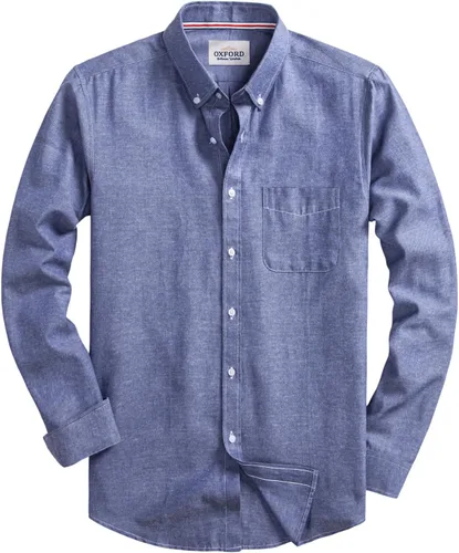 Vista 8 de Camisas Oxford de manga larga para hombre, ajustadas, ligeras, casuales, con botones y bolsillo