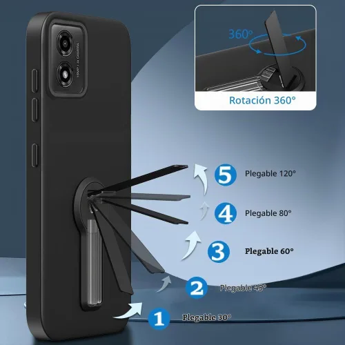 Vista 4 de Motorola Moto G24/E14/G04/G04s - Funda con protector de pantalla de cristal, soporte plegable giratorio de 360°, funda protectora de TPU