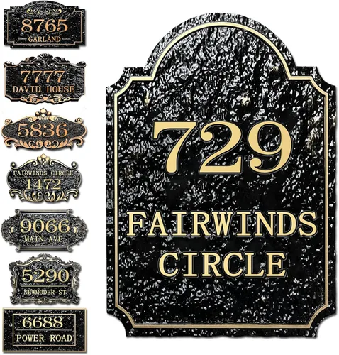 Vista 18 de Placa personalizada de dirección de casa, letrero de dirección de nombre de calle personalizado para números de casa, placa para buzón de garaje