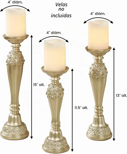 Vista 3 de Juego de tres candelabros Rya Gem Champagne Gold