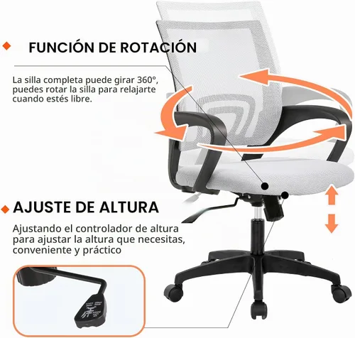 Vista 5 de PayLessHere Silla de oficina en casa, silla de escritorio para computadora, silla ergonómica ajustable, soporte lumbar, reposabrazos ejecutiva