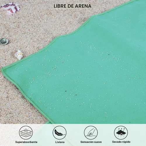 Vista 5 de Toalla de microfibra Rainleaf perfecta para viajes y gimnasio y camping. Secado rápido - Super absorbente - Ultra compacta - Liviana. Adecuada