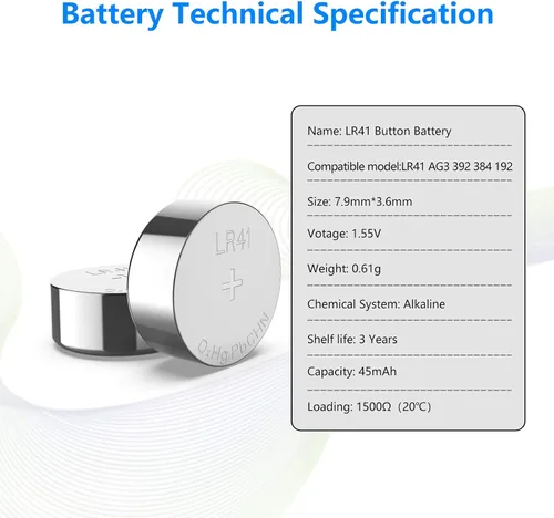 Vista 6 de POWEROWL Baterías LR41 de alta capacidad, paquete de 40 unidades, AG3 L736 392 384 192 pilas alcalinas premium de 1.5 V con botón