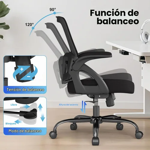 Vista 6 de AnyGod Silla de oficina grande y alta, 400 libras, resistente, cómoda silla