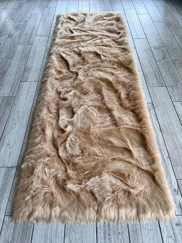 Vista 36 de LAMBZY Elegante y sofisticada alfombra rectangular de piel de oveja (beige, 2 x 3 pies)