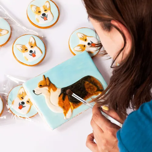 Vista 4 de Sinmoe 10 piezas de brochas para decorar pasteles y dulces, brochas para decorar galletas, cepillo de repostería y pinzas de punta recta y curvada