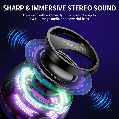 Vista 2 de Altavoz Bluetooth magnético G200 con luz RGB - Mini altavoz Bluetooth portátil, sonido estéreo de rango completo para 7 horas de reproducción, modo