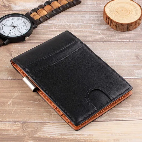 Vista 6 de Cartera de cuero personalizada con clip para dinero, regalos perfectos para hombres, regalos para marido, regalos para hijo, regalos para papá