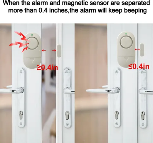 Vista 3 de Alarma de ventana de puerta, alarmas de ventana para seguridad del hogar, timbre de puerta de 120 dB para tienda, ideal para el hogar, garaje WW10M