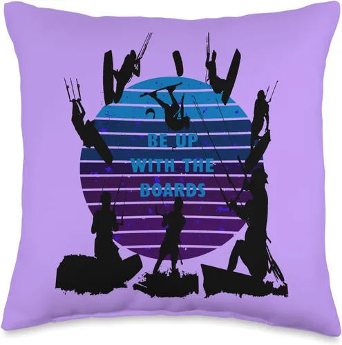 Vista 4 de Kitesurf Gifts and Surf Lover Tees by taiche Kitesurfers Be Up with The Boards Retro Style 4 Throw Pillow, 18x18, Multicolor