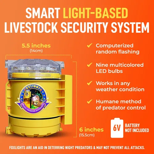 Vista 3 de Fox Lights Night Predator - Luz de control disuasorio con LED intermitentes, repelente de animales, protector de protección para bandadas, jardín