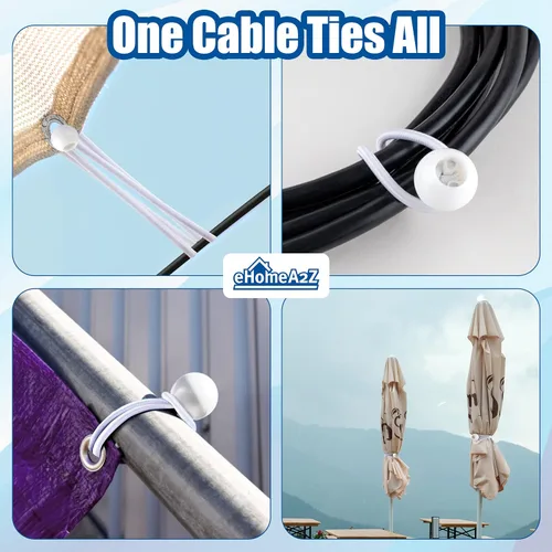 Vista 7 de Paquete de 25 cuerdas elásticas de bolas elásticas de 6 pulgadas de diámetro para toldo, red, postes, jardín, herramientas, cables, cable resistente