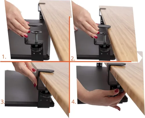 Vista 6 de Stand Up Desk Store - Bandeja ajustable y retráctil para teclado, con abrazadera compacta, debajo del escritorio, optimización de espacio, 25 x 11.5