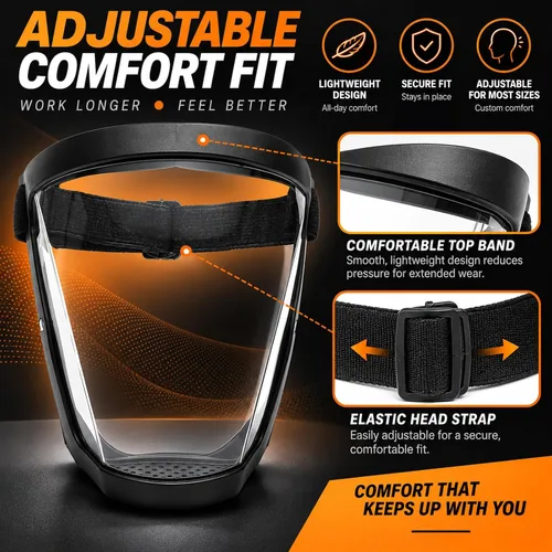 Vista 5 de Protector facial completo, protector facial antivaho transparente