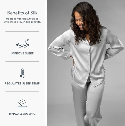Vista 5 de Pijama clásico de seda para mujer (en caja de regalo), de Fishers Finery