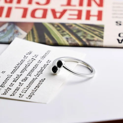 Vista 12 de Silver Open Ring Adjustable Statement Ring with Turquoise Obsidian Jewelry for Women Beautiful Double Gemstone Ring for Gift