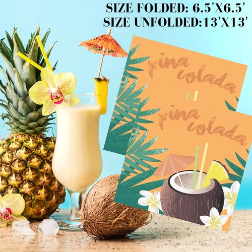 Vista 2 de Servilletas de papel de 20 unidades de 13 x 13 pulgadas, 3 capas, estampado de frutas y coco, para arte, cena y fiesta, servilletas desechables