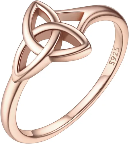 Vista 10 de ChicSilver Anillo Claddagh con nudo celta, plata de ley 925, anillos irlandeses 05. Claddagh-Oro