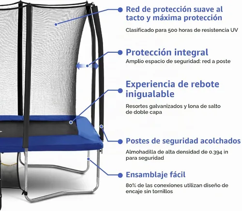 Vista 2 de Exacme Trampolín Rectangular de 7X10 8X12 9X14 Pies para Niños, Aberturas de Cerramiento Dobles, Trampolín Rectangular Pequeño para Exteriores