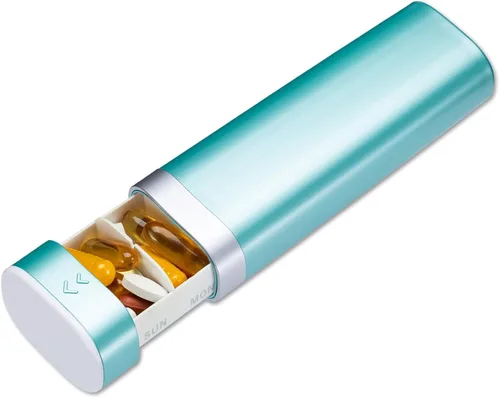 Vista 9 de Betife Pastillero de viaje semanal de 7 días, pastillero diario compacto, estuche portátil para medicamentos, lindo pastillero para suplementos