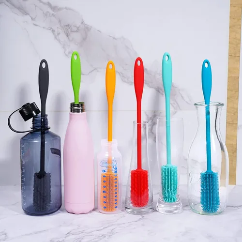 Vista 7 de Cepillo de Botella de Silicona, Cepillo Limpiador de Botellas de Agua con Mango Largo, Perfecto para Limpiar Recipientes de Cuello Estrecho
