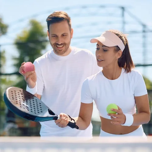 Vista 6 de Pelotas de tenis, paquete de 6 pelotas de tenis de práctica de alta elasticidad con bolsa de malla, ideal para principiantes, pelotas de ejercicio