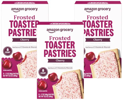 Vista 6 de Amazon Grocery, Repostería para tostador glaseada, Cereza, 13.5 Oz, 8 unidades (anteriormente Amazon Fresh, el empaque puede variar)