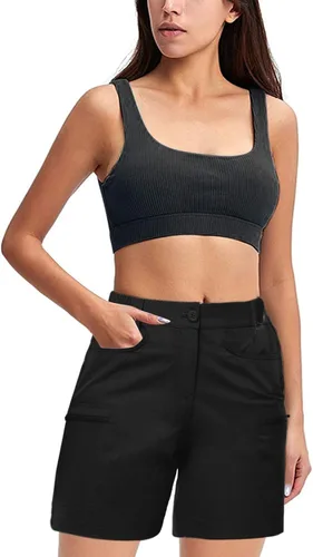 Vista 3 de Sports Shorts for Women Casual Summer Cotton Butt Lifting Shorts Pants High Rise Cargo Shorts Trousers Biker Shorts Black