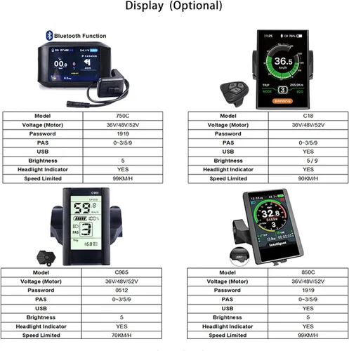 Vista 6 de BAFANG BBSHD 48V/52V 500W 750W 1000W Kit de transmisión media con batería opcional BBS01 BBS02 8FUN Kit de conversión DIY con pantalla LCD y plato