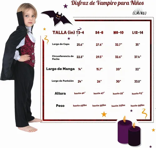 Vista 7 de Lingway Toys Kids Vampire of Darkness Costume,Boys Halloween Dress Up Negro/Rojo
