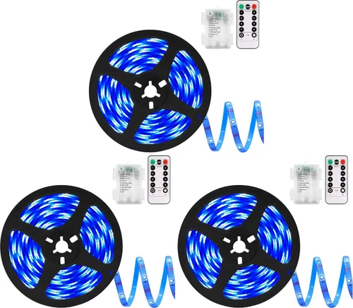 Vista 8 de echosari Tira de luces operadas por batería, 16.5 pies, 150 LED 2835 SMD, tiras de luces para armario con control remoto para dormitorio, cocina