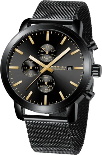 Vista 13 de CRRJU Mens Stylish Casual Quartz Watches for Men Luxury Waterproof Calendar Chronograph Japan Movement Wristwatches