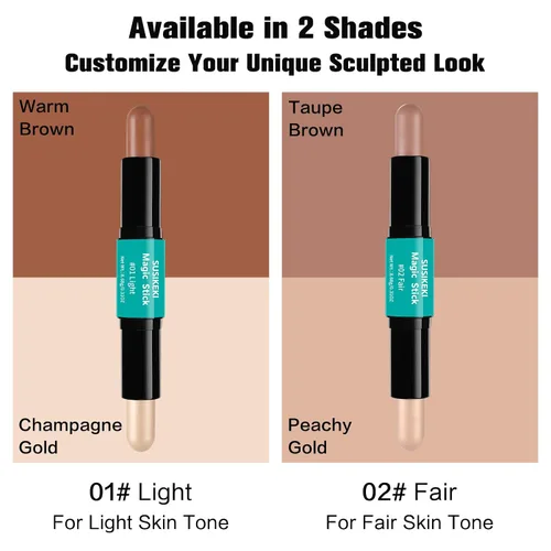 Vista 3 de Barra de contorno, 2 rotuladores de doble punta y barra de contorno para moldear la cara, crema bronceador y barras de resaltado impermeable